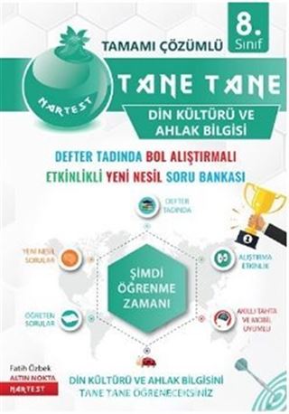 8. Sınıf Tamamı Çözümlü Tane Tane Din Kültürü ve Ahlak Bilgisi Defter Tadında Bol Alıştırmalı Etkinlikli Yeni Nesil Soru Bankası