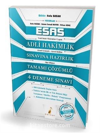 Esas Adli Hakimlik Sınavına Hazırlık Tamamı Çözümlü 4 Deneme Sınavı