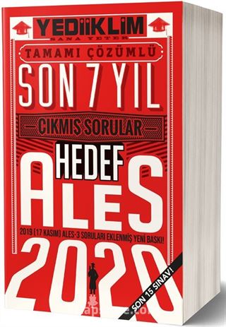 ALES Son 7 Yıl Tamamı Çözümlü Çıkmış Sorular(17 Kasım Ales-3 Dahil/Son 15 Sınav)