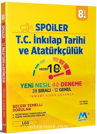 8. Sınıf LGS Spoiler T. C. İnkılap Tarihi ve Atatürkçülük Yeni Nesil 40 Deneme (28 Sıralı - 12 Genel Tamamı Video Çözümlü)