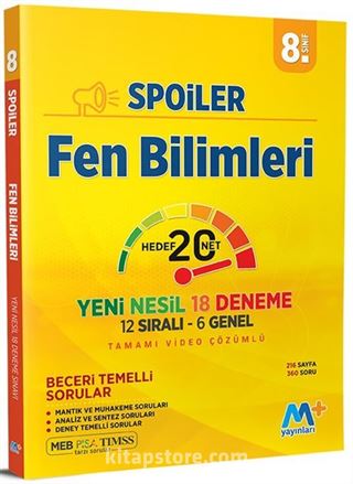 8. Sınıf LGS Spoiler Fen Bilimleri Yeni Nesil 18 Deneme (12 Sıralı - 6 Genel Tamamı Video Çözümlü)