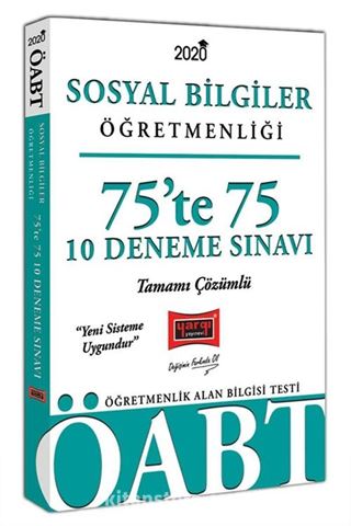 2020 ÖABT Sosyal Bilgiler Öğretmenliği 75'te 75 Tamamı Çözümlü 10 Deneme Sınavı