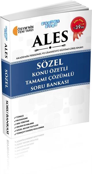 ALES Sözel Konu Özetli Tamamı Çözümlü Soru Bankası