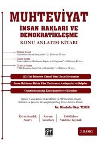 Muhteviyat İnsan Hakları ve Demokratikleşme Konu Anlatım Kitabı