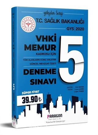 2020 GYS Sağlık Bakanlığı VHKİ-MEMUR Konu ve Mevzuat Özetli 5 Deneme Sınavı