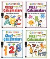 Çıkartmalı Çizgi Çalışmaları Seti (Kalemli) (4 Kitap)