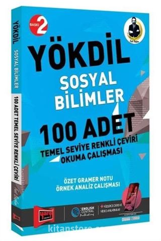 YÖKDİL Sosyal Bilimler 100 Adet Temel Seviye Renkli Çeviri Okuma Çalışması