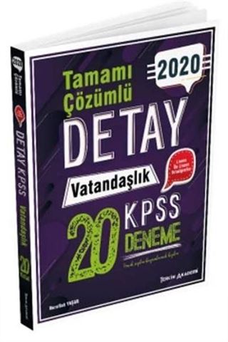 2020 KPSS Detay Vatandaşlık Tamamı Çözümlü 20 Deneme