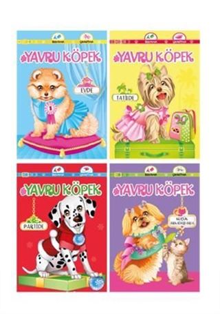 Yavru Köpek Seti 4'lü Kitap Seti / 4 Çıkartmalı Kitap Bir Arada