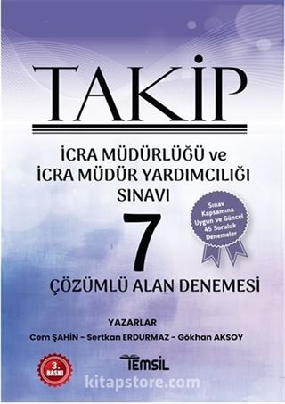 Takip İcra Müdürlüğü Ve İcra Müdür Yardımcılığı Sınavı Çözümlü 7 Alan Denemesi