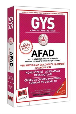 GYS AFAD Veri Hazırlama ve Kontrol İşletmeni Kadrosu İçin Konu Özetli Çıkmış ve Çıkması Muhtemel Sorular