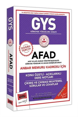 GYS AFAD Anbar Memuru Kadrosu İçin Konu Özetli Çıkmış ve Çıkması Muhtemel Sorular