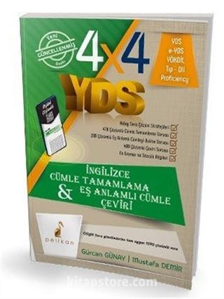 4x4 YDS Seti 1. Kitap Cümle Tamamlama, Çeviri ve Eş Anlamlı Cümle