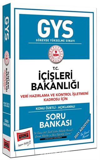 GYS İçişleri Bakanlığı Veri Hazırlama ve Kontrol İşletmeni Kadrosu İçin Konu Özetli Soru Bankası