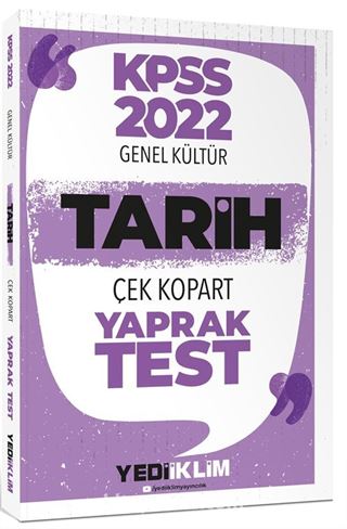 2022 KPSS Lisans Genel Kültür Tarih Çek Kopart Yaprak Test