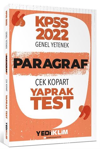 2022 KPSS Paragraf Çek Kopart Yaprak Test