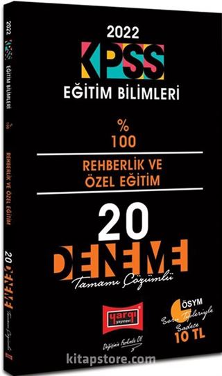 2022 KPSS Eğitim Bilimleri Rehberlik ve Özel Eğitim Tamamı Çözümlü 20 Deneme