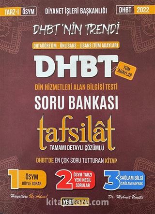 2022 DHBT Tafsilat Tamamı Çözümlü Soru Bankası