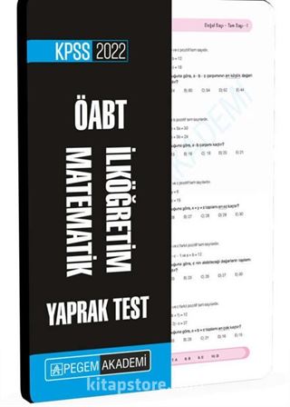 2022 KPSS ÖABT İlköğretim Matematik Yaprak Test