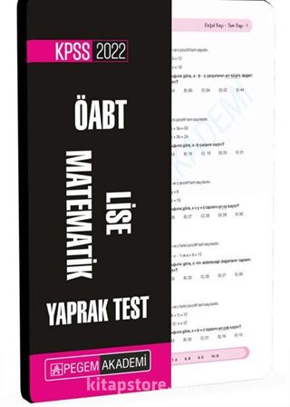 2022 KPSS ÖABT Lise Matematik Yaprak Test