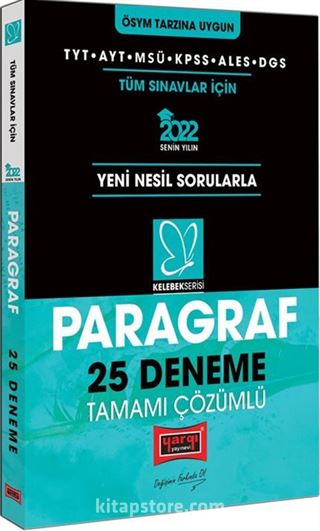 2022 TYT AYT MSÜ KPSS ALES DGS Kelebek Serisi Paragraf Tamamı Çözümlü 25 Deneme