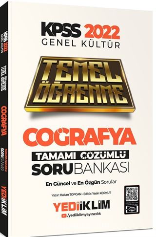 2022 KPSS Genel Kültür Coğrafya Temel Öğrenme Tamamı Çözümlü Soru Bankası