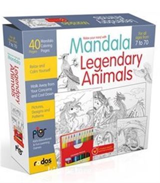 Mandala, Legandary Animals - For All Ages From 7 To 70 - A12-piece-colored Pencil Set is Included