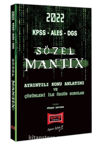 2022 KPSS ALES DGS Sözel Mantıx Ayrıntılı Konu Anlatımı ve Çözümleri ile Özgün Sorular