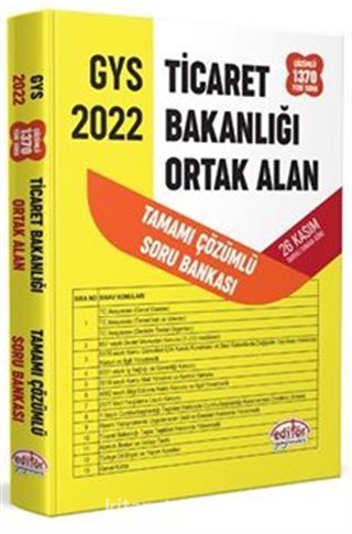 Ticaret Bakanlığı Tüm Kadrolar İçin Tamamı Çözümlü Ortak Alan Soru Bankası