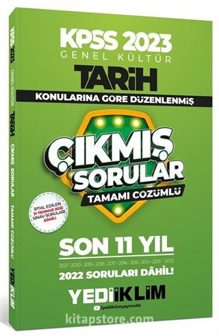 2023 KPSS Genel Kültür Tarih Konularına Göre Tamamı Çözümlü Son 11 Yıl Çıkmış Sorular