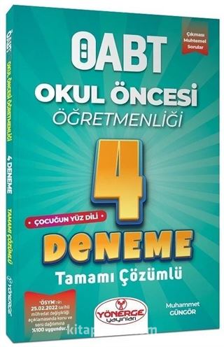 ÖABT Okul Öncesi Öğretmenliği Çocuğun Yüz Dili 4 Deneme Tamamı Çözümlü