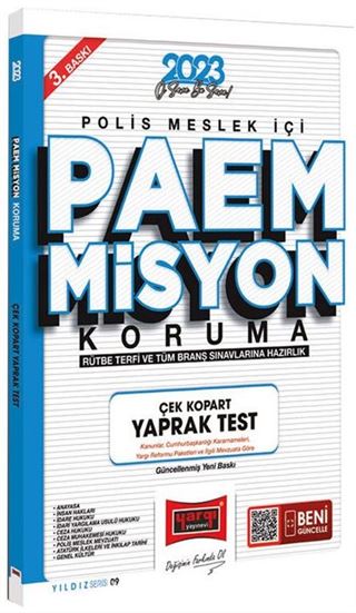 2023 Yıldız Serisi PAEM Misyon Koruma Rütbe Terfi ve Tüm Branş Sınavlarına Hazırlık Çek Kopart Yaprak Test