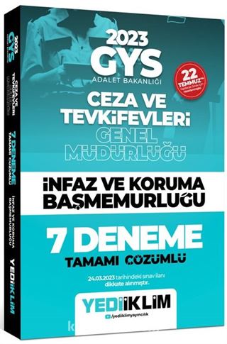 2023 GYS Adalet Bakanlığı Ceza ve Tevkifleri Genel Müdürlüğü İnfaz ve Koruma Başmemurluğu 7 Deneme Tamamı Çözümlü