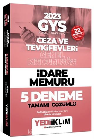 2023 GYS Adalet Bakanlığı Ceza ve Tevkifevleri Genel Müdürlüğü İdare Memuru 5 Deneme Tamamı Çözümlü