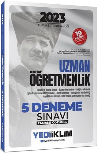 2023 T.C. Millî Eğitim Bakanlığı Uzman Öğretmenlik 5 Deneme Sınavı Tamamı Çözümlü