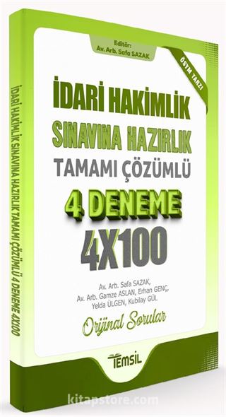 İdari Hakimlik Sınavına Hazırlık Tamamı Çözümlü 4 Deneme