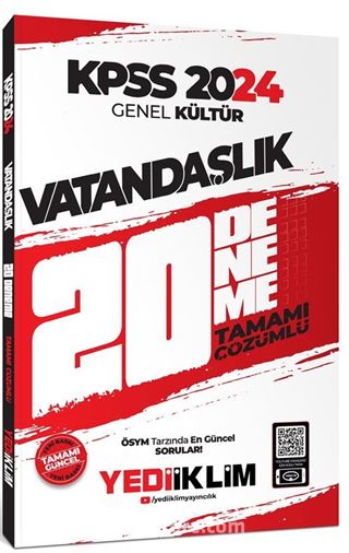 2024 KPSS Genel Kültür Vatandaşlık Tamamı Çözümlü 20 Deneme