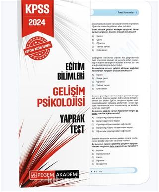 2024 KPSS Eğitim Bilimleri Gelişim Psikolojisi Yaprak Test