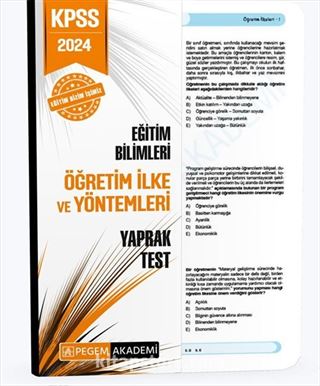 2024 KPSS Eğitim Bilimleri Öğretim İlke ve Yöntemleri Yaprak Test