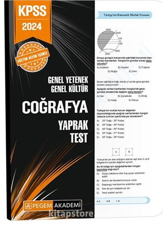 2024 KPSS Genel Yetenek Genel Kültür Coğrafya Yaprak Test