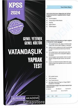 2024 KPSS Genel Yetenek Genel Kültür Vatandaşlık Yaprak Test