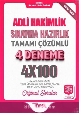 Adli Hakimlik Sınavına Hazırlık Tamamı Karekod Çözümlü 4 Deneme