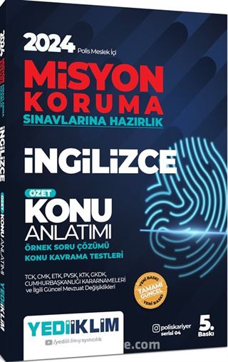 2024 Polis Meslek İçi Misyon Koruma Sınavlarına Hazırlık İngilizce Konu Anlatımlı Soru Bankası