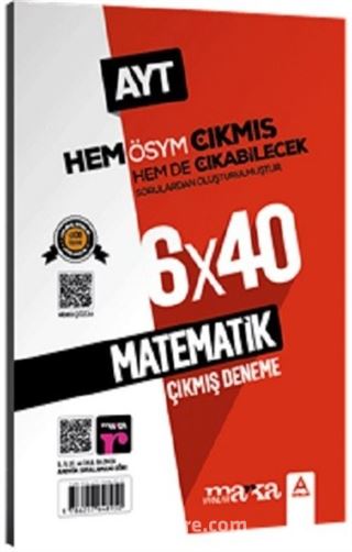 AYT Matematik ÖSYM Çıkmış ve Çıkabilecek Sorulardan Oluşturulmuş 6 Deneme Sınavı Tamamı Video Çözümlü