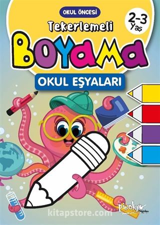 2-3 Yaş Tekerlemeli Boyama Okul Eşyaları