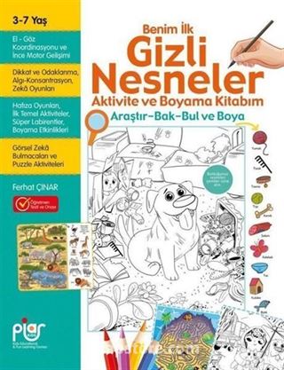 Gizli Nesneler Aktivite ve Boyama Kitabım - Araştır - Bak - Bul ve Boya 3 - 7 Yaş