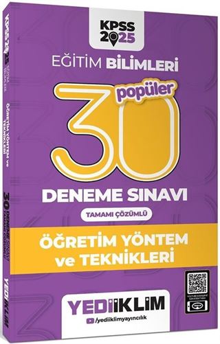 2025 KPSS Eğitim Bilimleri 30 Popüler Öğretim Yöntem ve Teknikleri Tamamı Çözümlü Deneme Sınavı