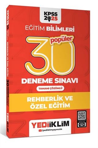 2025 KPSS Eğitim Bilimleri 30 Popüler Rehberlik ve Özel Eğitim Tamamı Çözümlü Deneme Sınavı