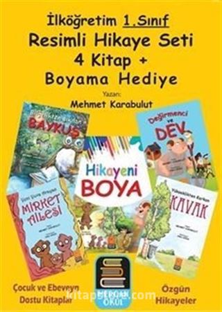 1.Sınıf Resimli Hikaye Seti (4 Kitap + Boyama Kitabı Hediye)