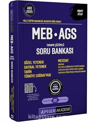 2025 MEB-AGS Soru Bankası Tamamı Çözümlü Sözel Yetenek-Sayısal Yetenek-Tarih-Türkiye Coğrafyası-Mevzuat